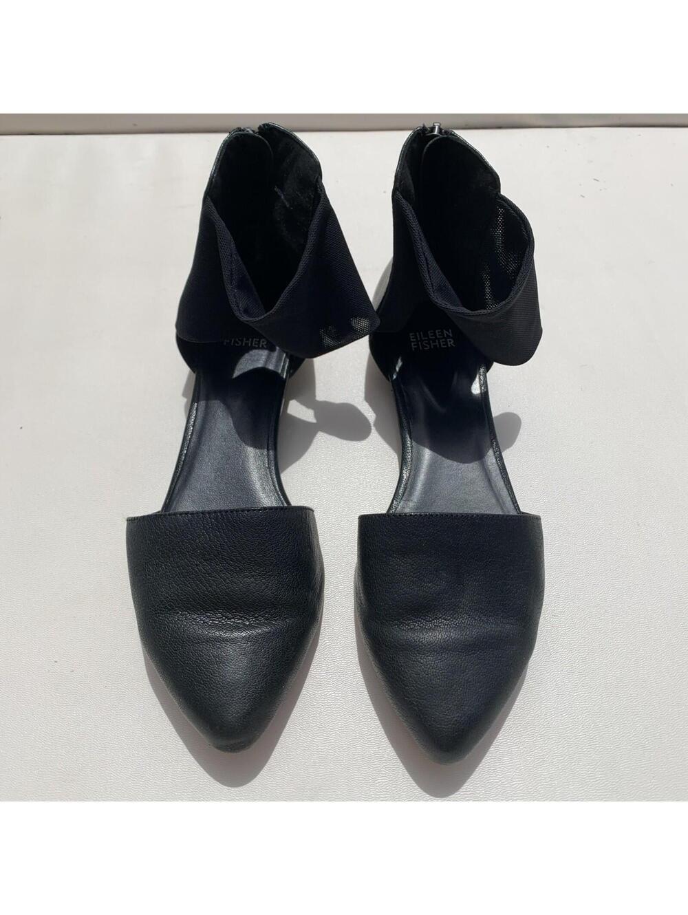 Eileen Fisher Allot Tumbled Leather Flat 8.5